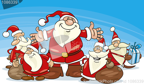 Image of santa clauses group