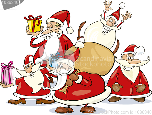 Image of santa clauses group