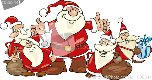 Image of santa clauses group