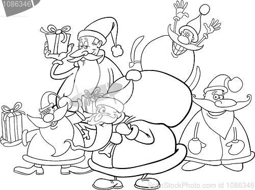 Image of santa clauses group for coloring