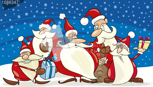 Image of santa clauses group