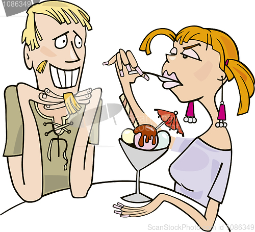 Image of Guy and woman eating dessert