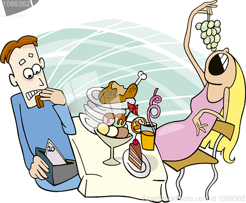 Image of Gluttonous girl on date