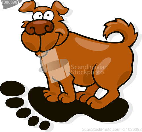 Image of Dog in big human footprint