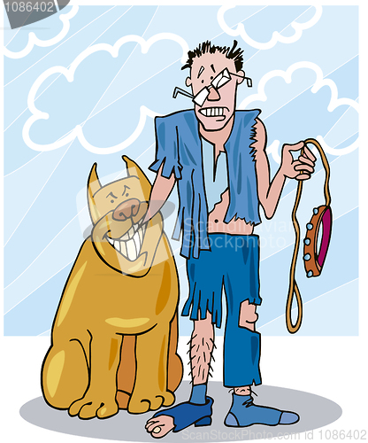 Image of Bad dog and his battered owner