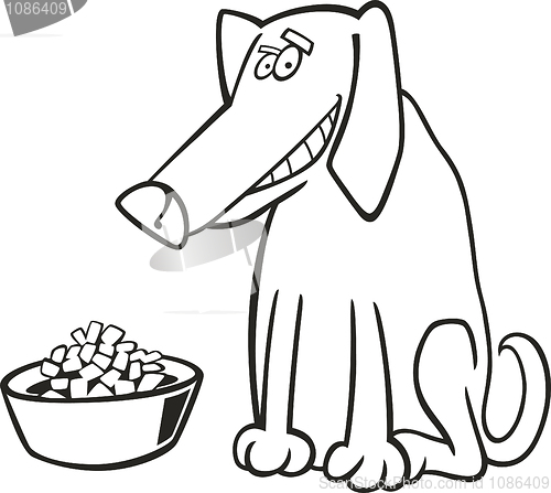 Image of Dog and his fodder for coloring book