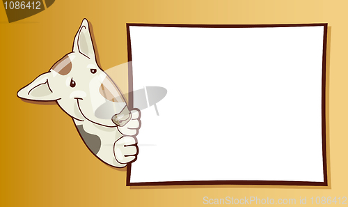 Image of Bull terrier dog and card