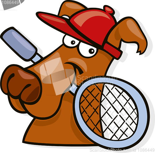 Image of Sporty dog with tennis racket