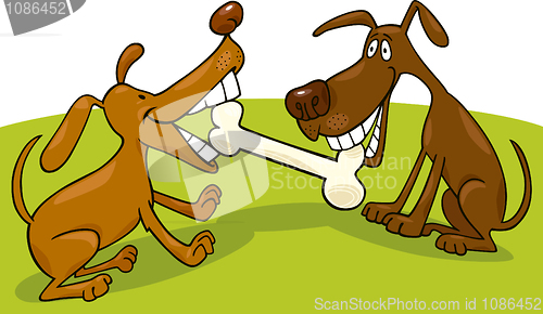 Image of dogs playing with bone