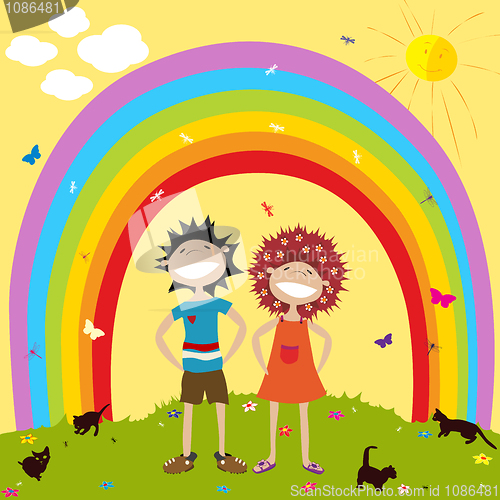 Image of Rainbow and kids