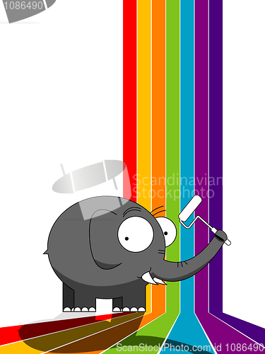 Image of Elephant painting a rainbow