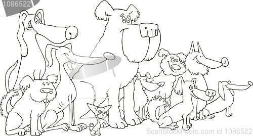 Image of sitting dogs for coloring