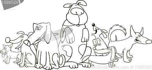 Image of group of funny dogs for coloring