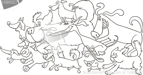 Image of running dogs for coloring