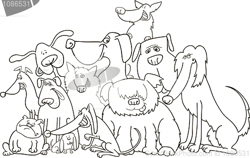 Image of group of dogs for coloring