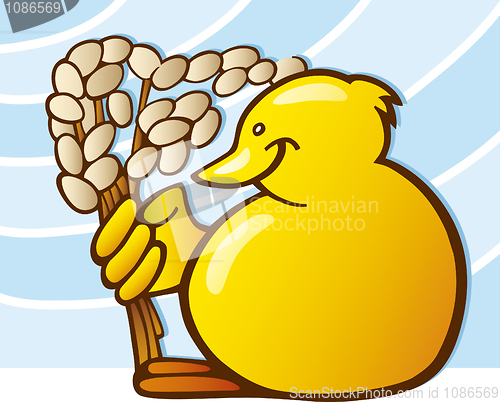 Image of Easter chick with catkin