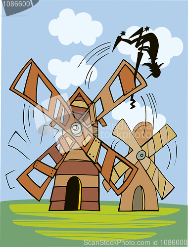 Image of Don Quixote and wind mill
