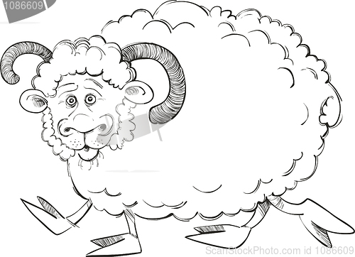 Image of Funny ram for coloring book