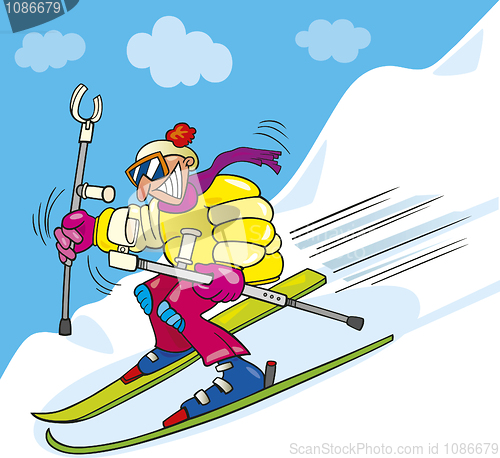 Image of Crazy man on ski