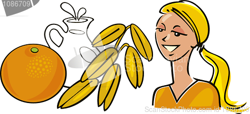 Image of woman with orange milk and oat