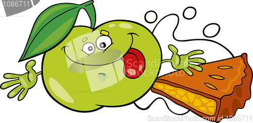 Image of funny apple and pie