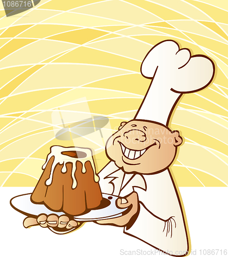 Image of Cook chef with cake