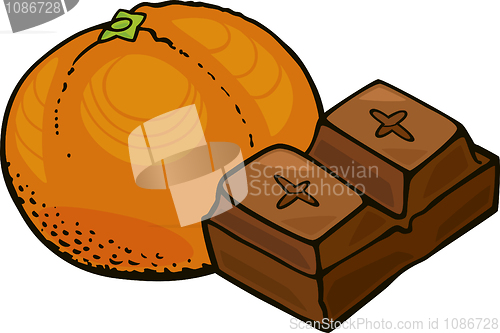 Image of orange fruit and chocolate block