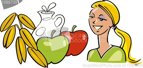 Image of woman with apples milk and oat