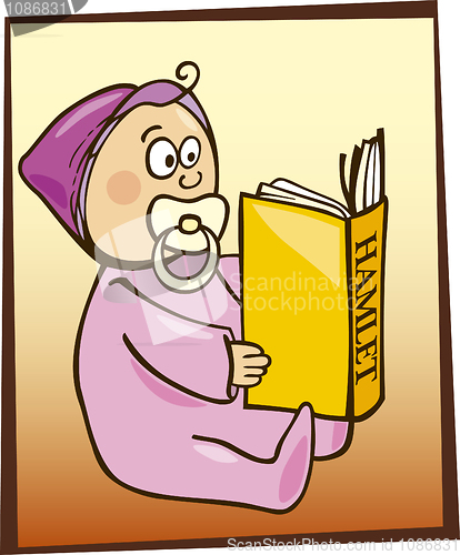 Image of Baby reading Hamlet