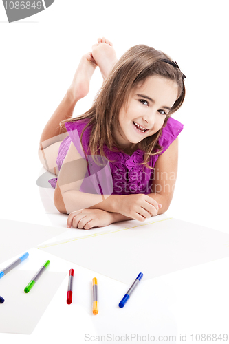 Image of Girl making drawings