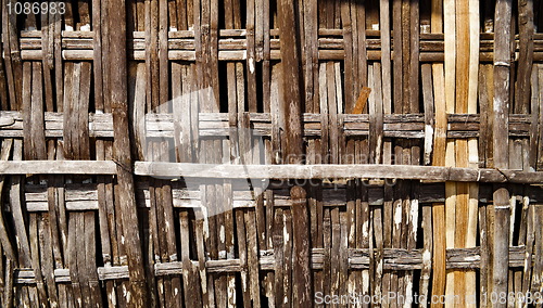 Image of Wooden bamboo Fence