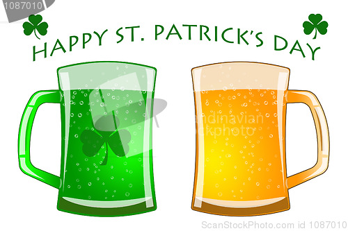 Image of Happy St Patricks Day Glasses of Green and Draft Beer