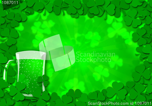 Image of Shamrock Leaves Border Glass of Beer for St Patricks Day