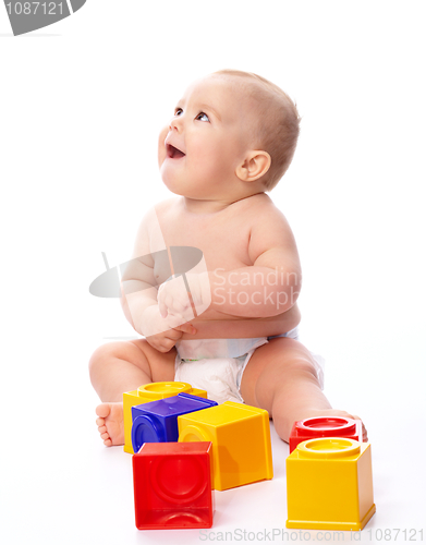Image of Little boy with building bricks