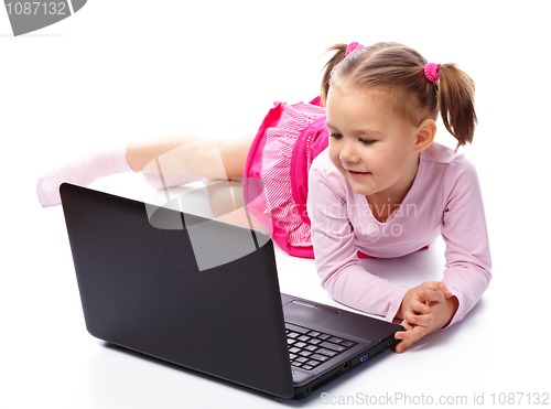 Image of Little girl with laptop