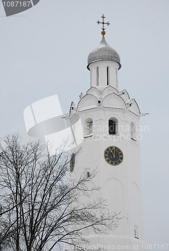 Image of Ancient Clock Tower in Velikiy Novgorod in Russia