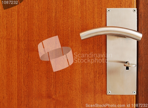 Image of Metallic door handle with key