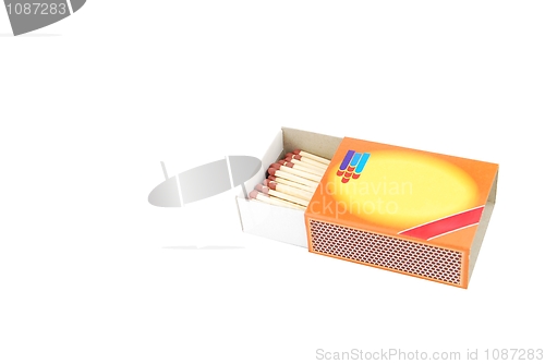 Image of Opened box of matches on white