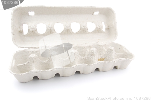 Image of Empty 12 eggs box on white