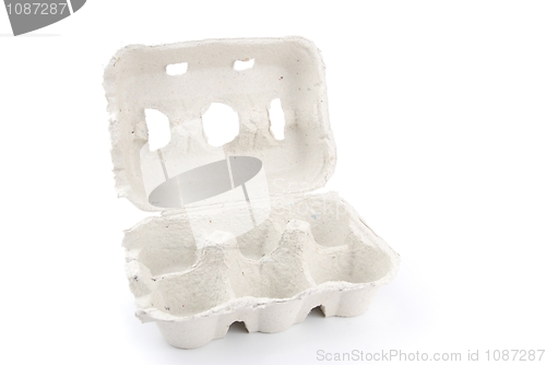 Image of Empty 6 eggs box on white