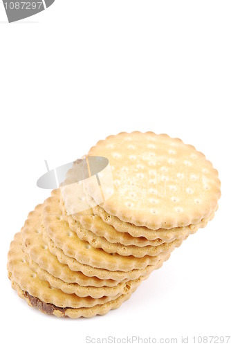 Image of Chocolate cookies stack on white