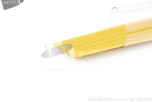 Image of Spaghetti pasta on a glass container