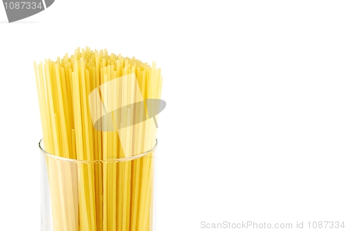 Image of Spaghetti pasta on a glass container