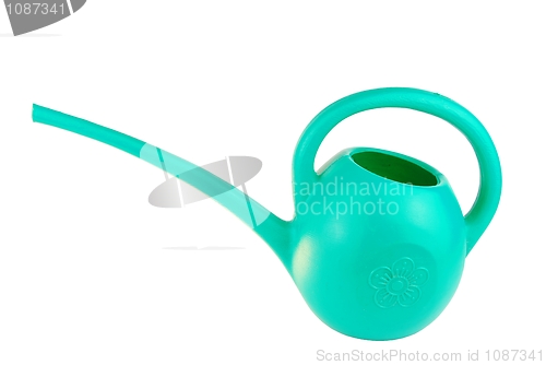 Image of Green plastic watering can (gardening equipment)