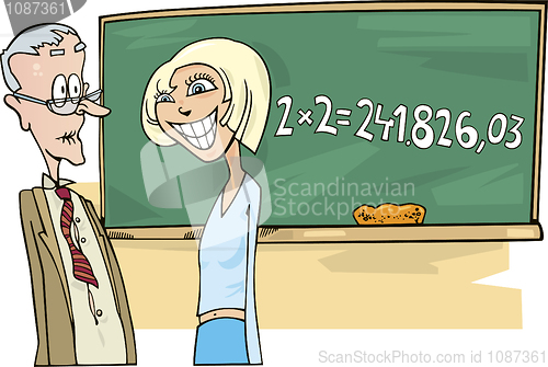 Image of School girl with math problem