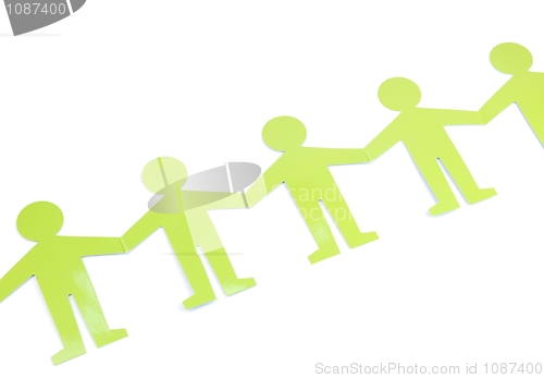 Image of Social networking with green figures (holding hands)