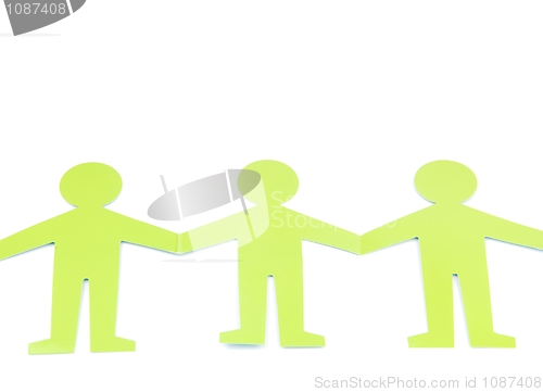 Image of Social networking with green figures (holding hands)