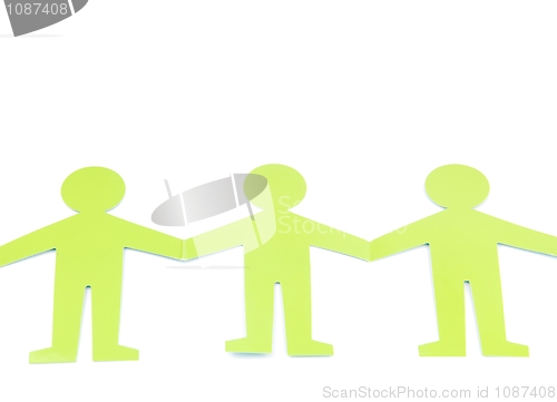 Image of Social networking with green figures (holding hands)