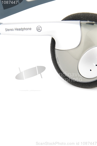 Image of Closeup of headphones on white