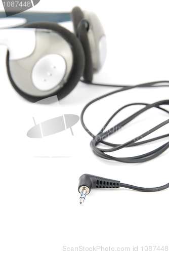 Image of Headphones with cord on white